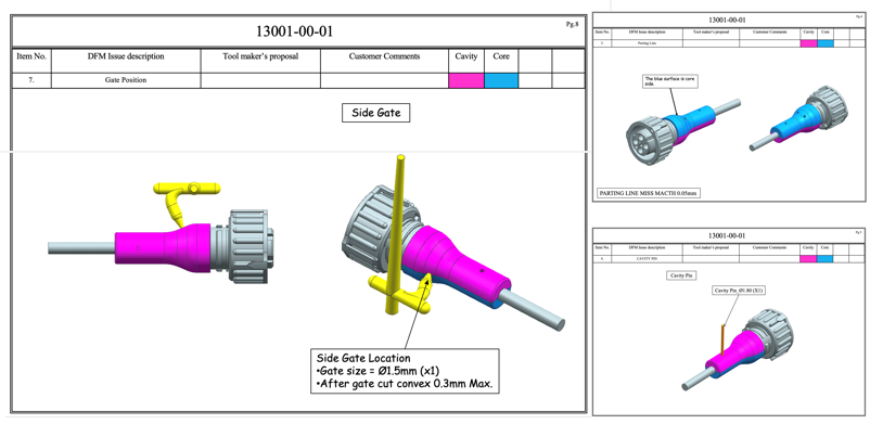 Optosem provide DFM (Design for Mnfg)  to ease cust understand how the product structure- Whuch is Core & Cavity